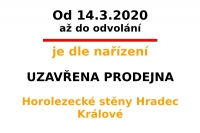 UZAVŘENÍ PRODEJNY OD 14.3. 2020